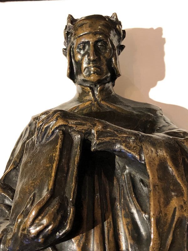 Important Bronze “Dante Alighieri” By Ettore Ximenes 1855-1926 17x6”