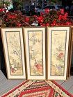 Chinese Silk Paintings Set of 3, contemporary 40x15”