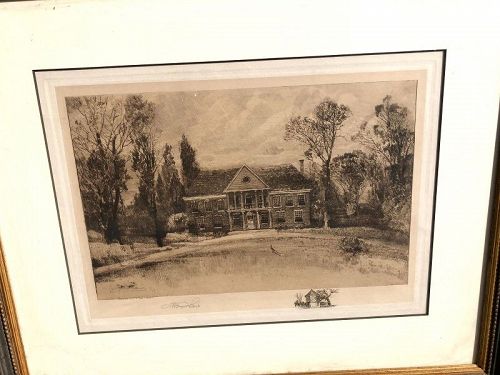Colonial Williamsburg Etching By Robert Shaw 1859-1912 10x13”