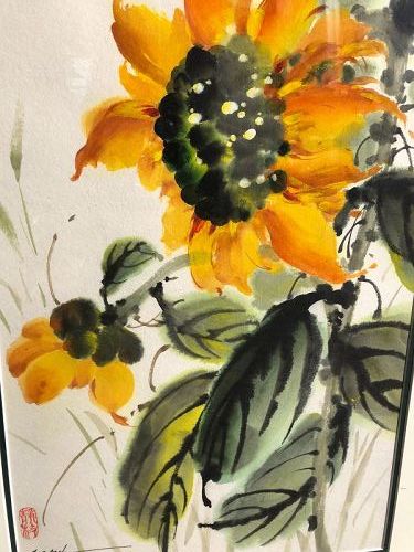 Chinese Brush Painting “Sunflowers” 17x12”