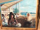 Mario Russo, Italian Artist 1925-2000 “Palm Beach Bar” Oil 16x20”