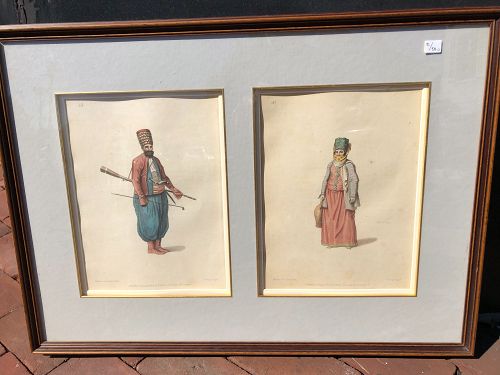 Turkish Costumes Hand Colored Engraving By Octavien Dalvinart 1802