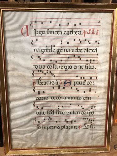 Seventeen Century Bavarian Hymn, Hand Written Illuminated 20x16”