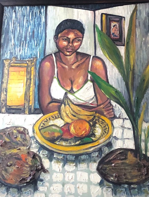 Masterwork By American Artist Anne Lane “Tropical Portrait” Oil 40x30”
