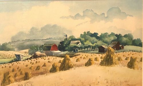 Adolf Dahn Scandinavian Artist 1884-1969 Landscape Watercolor 12x18”