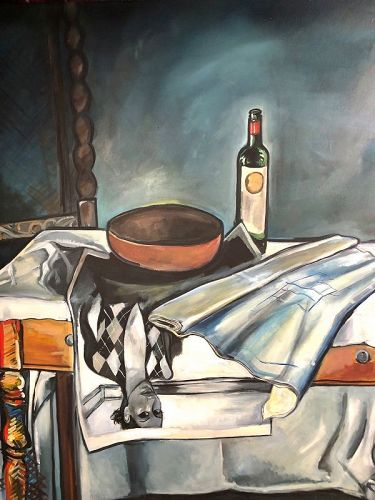 Paco Lane American Artist “Still Life with Table” Oil Masterwork 74x60