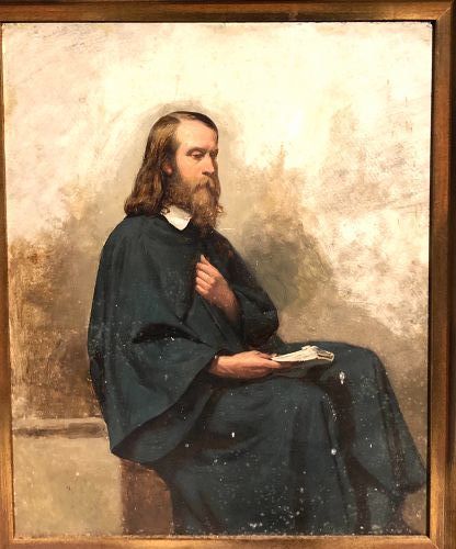 Poet Lord Tennyson 1809-1892 Portrait Study In Oil 20x16”