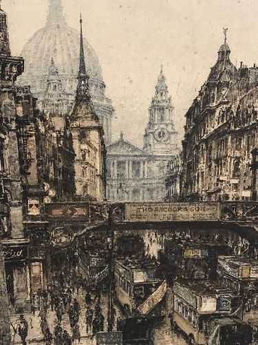 Luigi Kasimir 1881-1962 St Pauls and Ludgate Hill from Fleet Street”