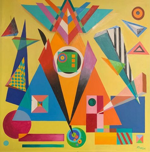 Max Kassler American Master “Geometric Triangle” Oil 40x40