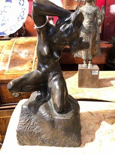 Alfredo Pina Italian 1883-1969 Sculptor  Student of Rodin Bronze Nude