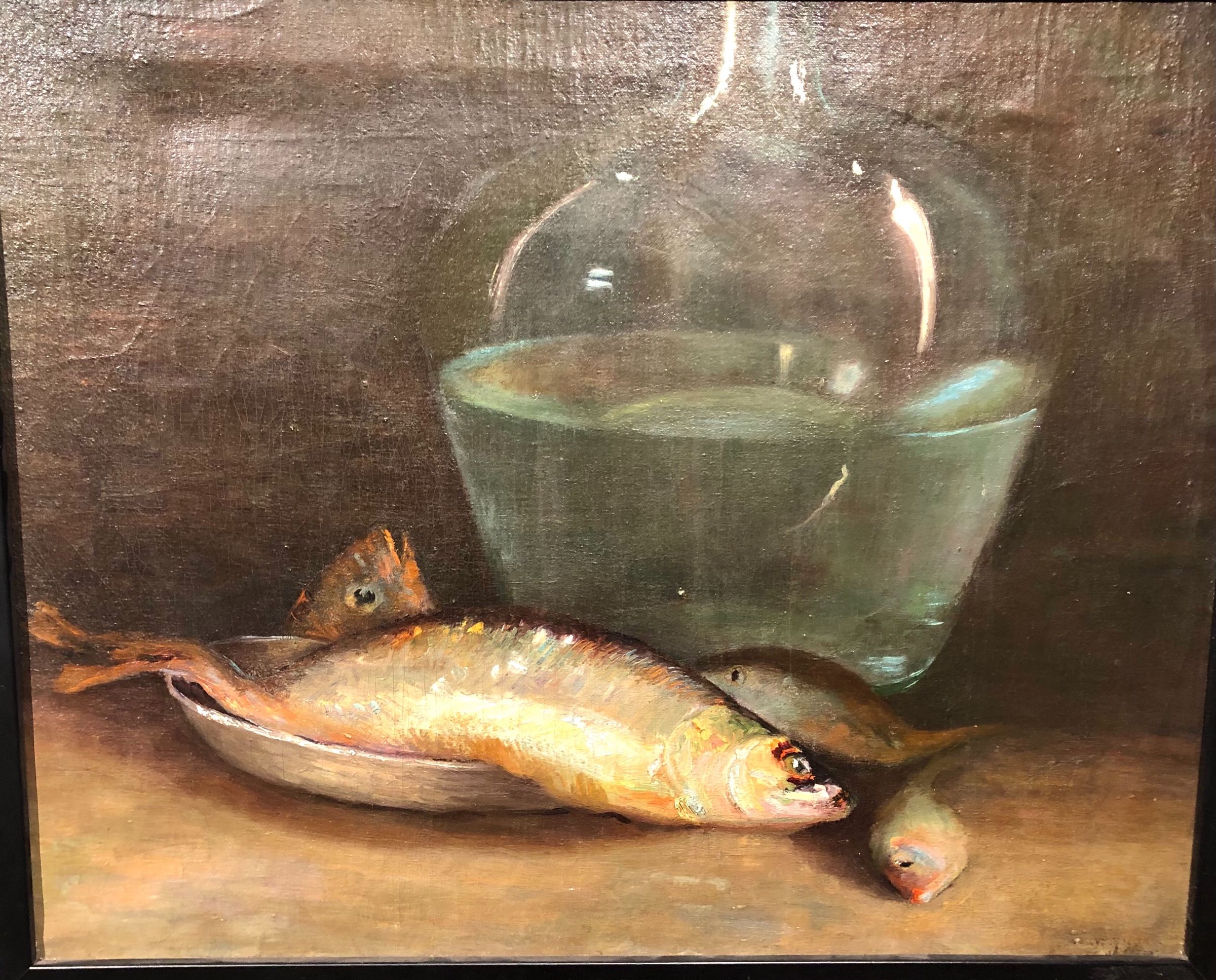 Early Twentieth Century Still Life With Fish,English Artist Oil 22x28  (item #1455656)