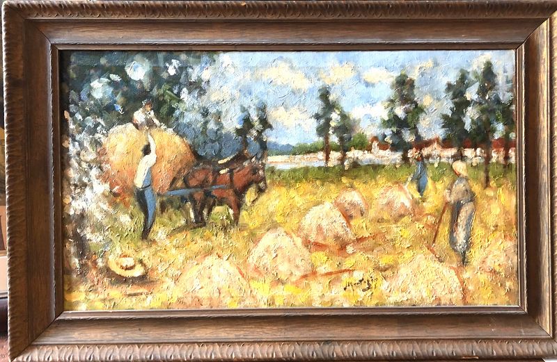 P.MONTEZIN、PAYSAGE、海外版超希少レゾネ French Master Pierre Montezin 1874-1946 Farm Landscape 14x24