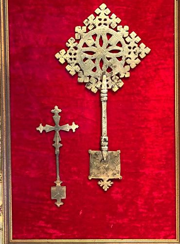Pair of Ethiopian Orthodox Crosses Bronze 23x15”