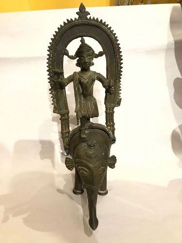 Indian Bronze Figure of Indra Nineteenth Century 10.5”