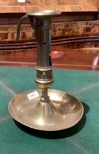 Brass Chamber Stick, European, Circa 1850 8x6”