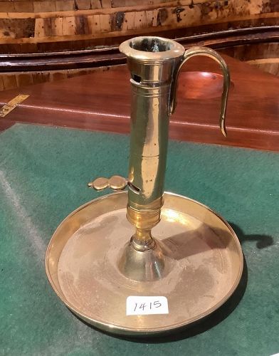 English Brass Nineteenth Century Chamber Stick W/ Adjustment 6”