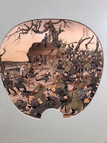Alberto. Lorenzi Woodblock “WWI Battle Scene” 11x12”