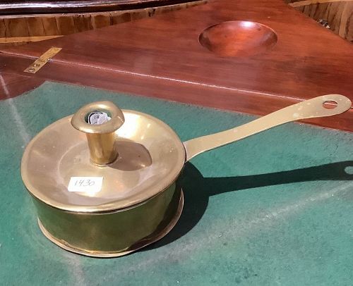 English Nineteenth Century Chamber Stick “Frypanl” Brass