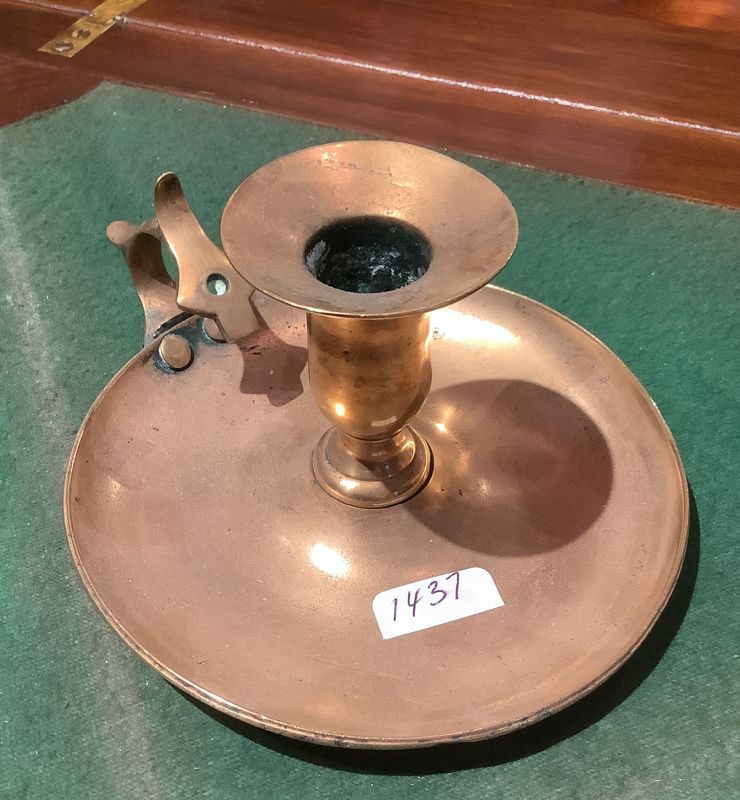 English mid Nineteenth Century Chamber Stick Brass 2”x12”