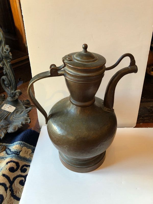 Russian Alexander III Hand Hammered Copper Coffee Pot 13x10”