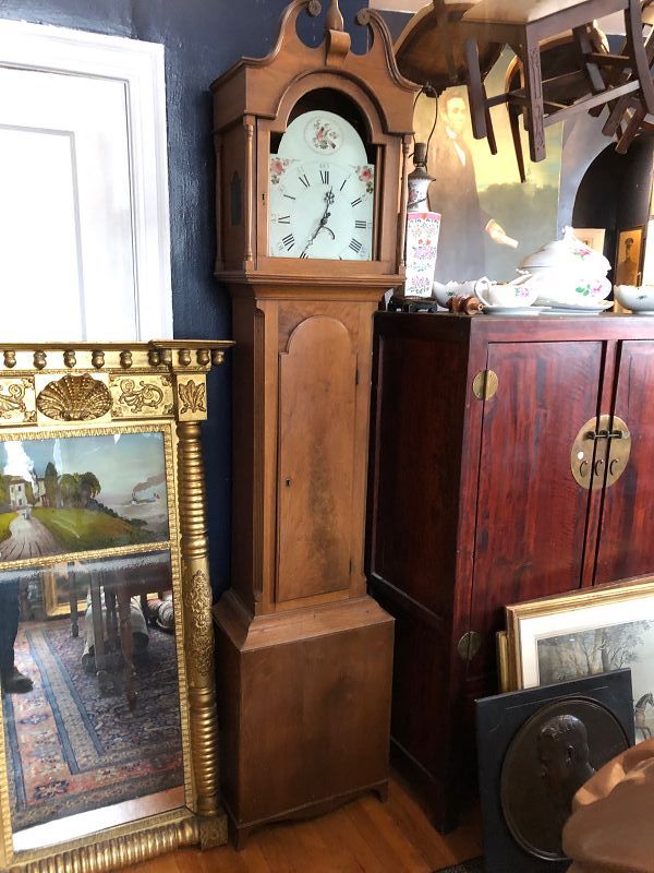 Maryland c1820 Chippendale Tawny Walnut Tall Case Clock