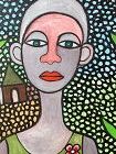 Ephrem Kouakou Ivory Coast Born Master of Art, Flower Woman 32x24”