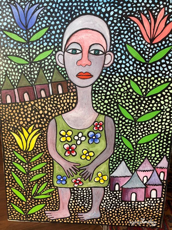 Ephrem Kouakou Ivory Coast Born Master of Art, Flower Woman 32x24”