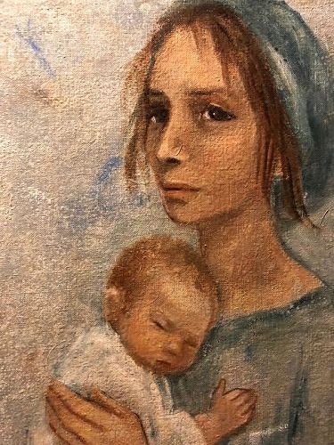 Mother And Child Israel Artist Y. L. Kay Oil 36x29 inch