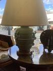 Chinoiserie Pair of Crackle Glaze Ceramic Celadon Table Lamps 1940s