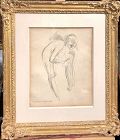 Andre Dunoyer de Segonzac 1884-1974 Nude Drawing Watercolor 24x21