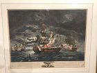 HMS SERAPIS Eighteenth Century Lithograph in Color 21x25”