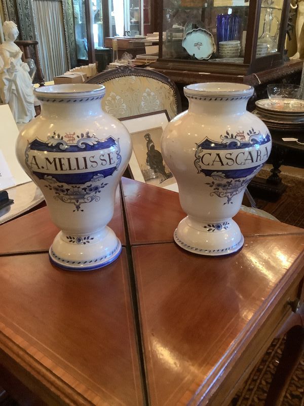 Pair of Eighteenth Century Apothecary Jars Italian 11.5 inch