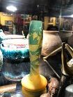 French Art Nouveau Glass Bud Vase Signed D’Argental Circa 1920 6 inch