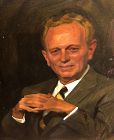 Modernist Portrait of An Executive In Oil By John Court 30x24”