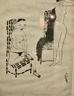 Chinese American Artist G. Sol Chinese Ink Drawing 35x30 in
