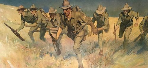 World War One Soldiers Marching  Oil Painting