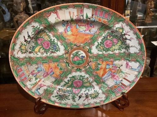 Large Famille Rose Serving Platter Circa 1840 17x15 inches