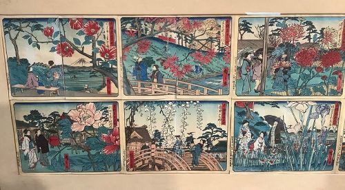 Japanese Meiji Period “Thirty Views Of Japan” Rare Wood Blocks