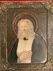 Russian Icon Of Saint Seaphim of Sarov Circa 1870s, Lithograph 9x7”