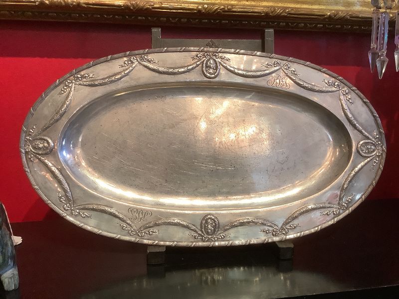 Nineteenth Century Portuguese Silver Serving Tray 11 3/4”x 22”