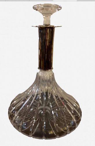 French Silver And Crystal Decanter Mid-Century 11x8 inch