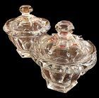Baccarat French Nineteenth Century Pair Lidded Bowls  5 in. Tall