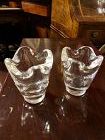 Pair of French Baccarat Crystal scallop  Edge Votives signed 3 in.