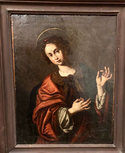 Saint Catherine Of Alexandria Eighteenth Century Oil 22x18 inch