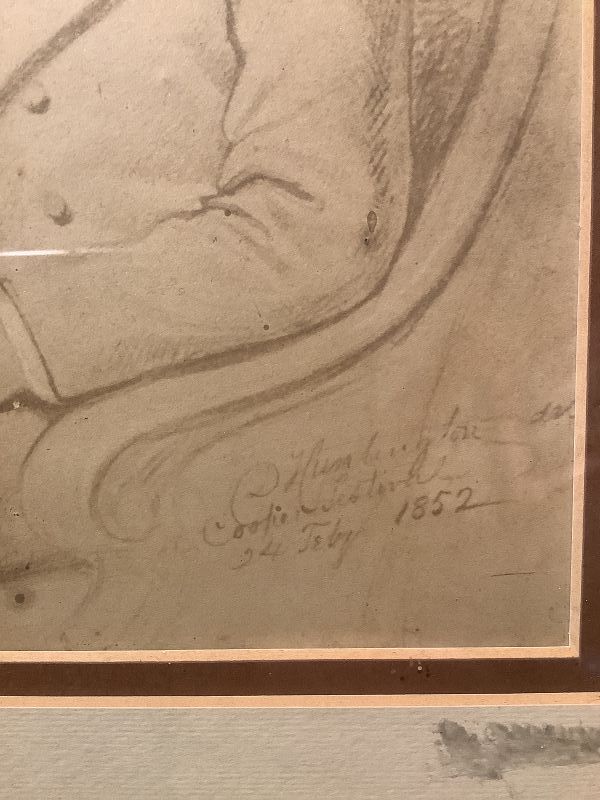Sepia Ink Drawing Of Daniel Webster, Wm.Bryant, Washington Irving 1852