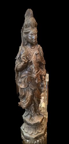 Indian Goddess Sculpture In Bronzed Porcelain 43 inches