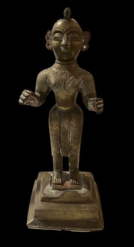 Southern Indian Chola Style Bronze Goddess 11”