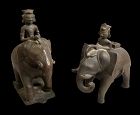 Two Indian Bronze Elephant Sculptures “Calcutta” Twentieth Century