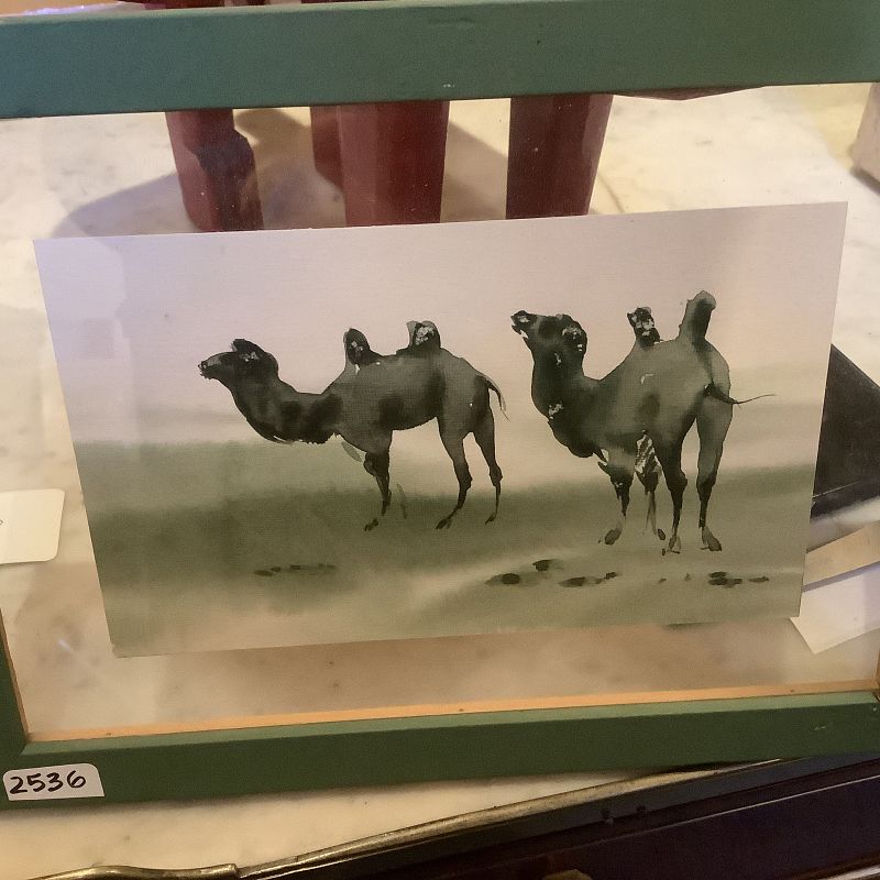 Egyptian Watercolor Of A Pair Of Camels 4” x 7.5” on French Paper