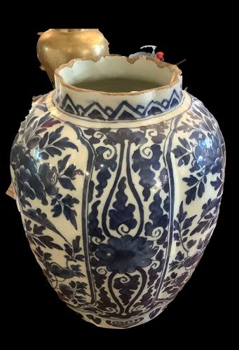 Eighteenth Century Dutch Delftware Vase Blue & White 9.5 inch